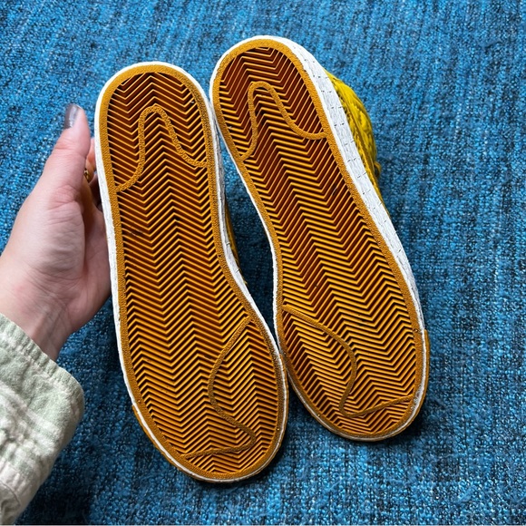 Nike Blazer Mid Quilted Sneakers in Mustard Yellow White - Picture 8 of 9